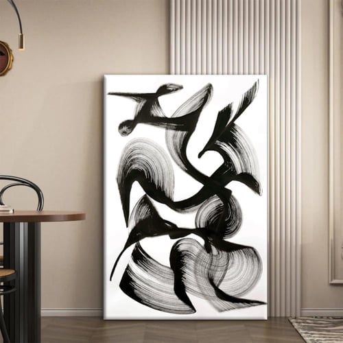 لوحة تجريدية تموجات سوداء