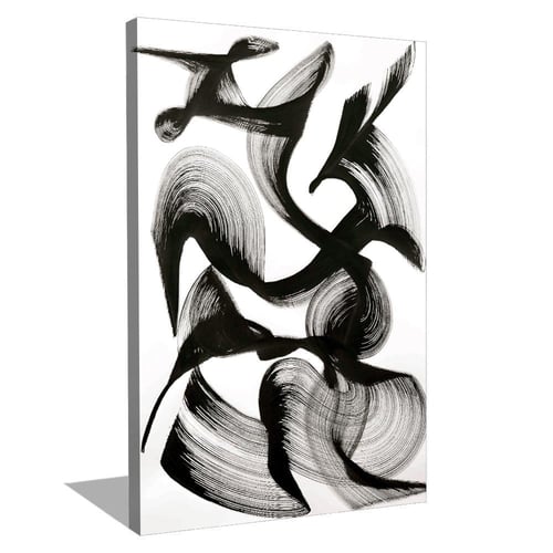 لوحة تجريدية تموجات سوداء