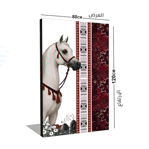 لوحة فن نجدي مع خيل