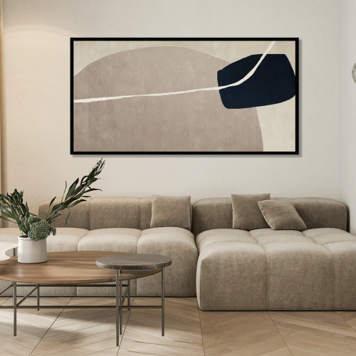 لوحة تجريدية بيج وأسود