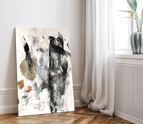 لوحة تجريدية أبيض وأسود