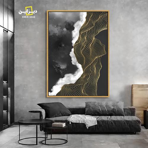 لوحة تجريدية أسود والذهبى