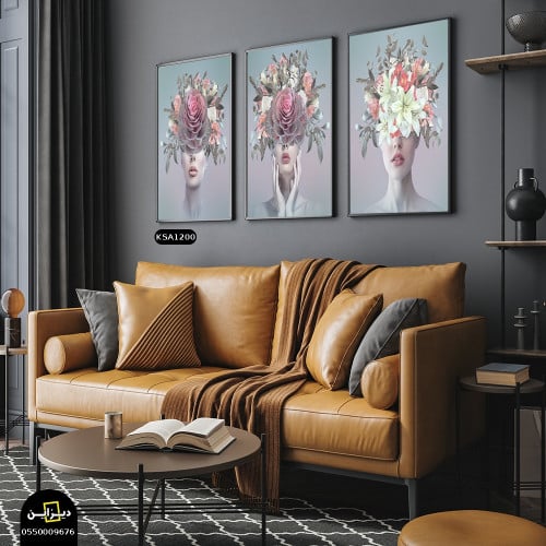 لوحة فنية ثلاثية مودرن - علي قماش كانفس