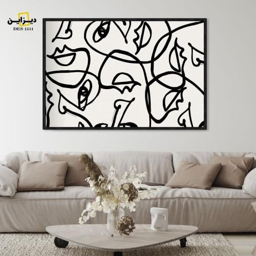 لوحة فنية وجوه بخط واحد