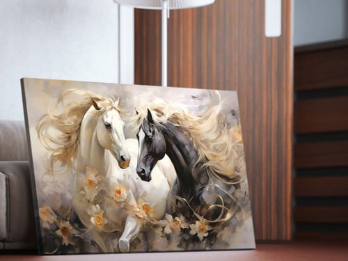 لوحة جدارية خيول حديثة