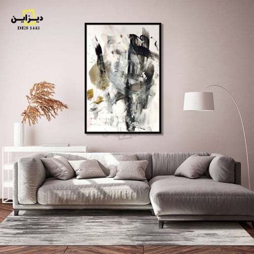 لوحة تجريدية أبيض وأسود