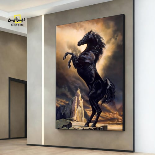 لوحة فنية خيل أسود