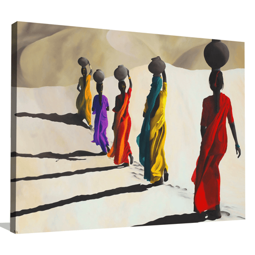 لوحه فتيات تمشي في الصحراء