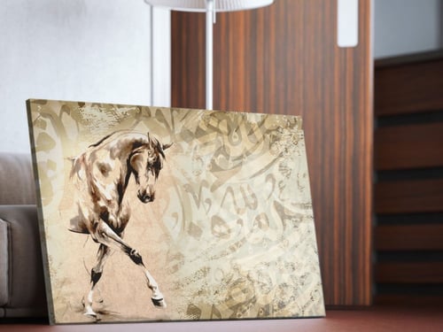 لوحة خيل والخط العربى