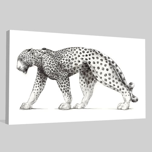 لوحة فنية نمر أبيض أسود مطبوعه