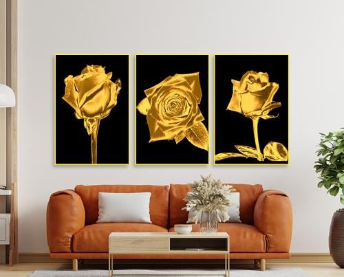لوحة فنية - الوردة الذهبية مع الاسود