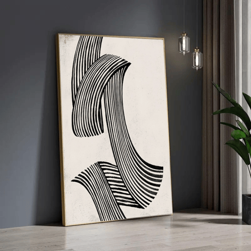 لوحة جدارية خطوط سوداء