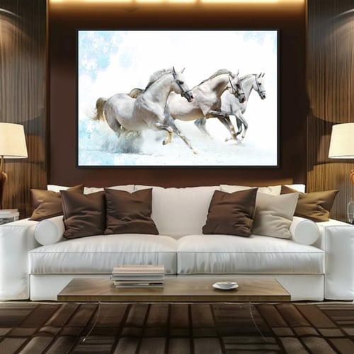 لوحات خيل أبيض كانفس