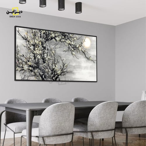 لوحة فنية القمر والأزهار