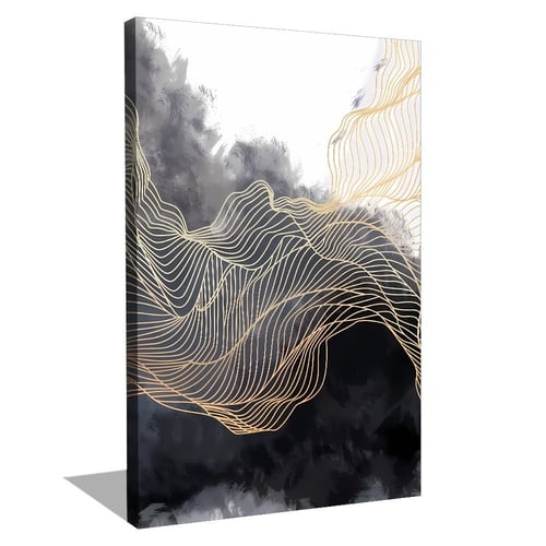 لوحة تجريدية أمواج ذهبية