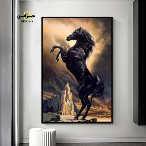 لوحة فنية خيل أسود