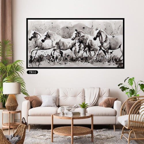 لوحه خيول - علي قماش كانفس