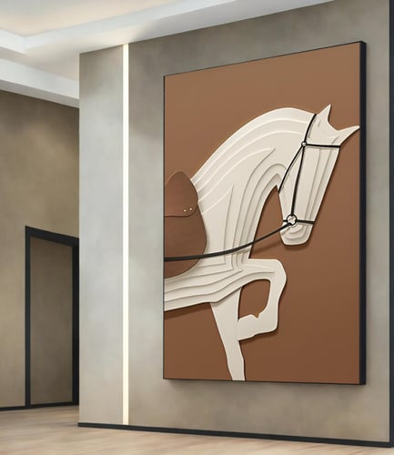 لوحة فنية خيل بيج مع بنى