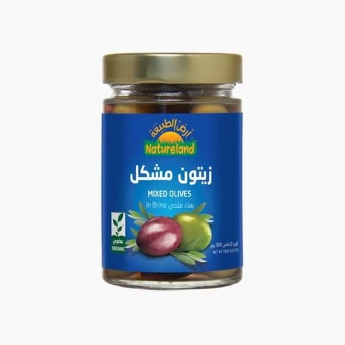 زيتون مشكل عضوي بماء ملحي 300جم