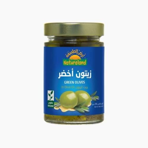 زيتون أخضر بزيت الزيتون 280جم عضوي
