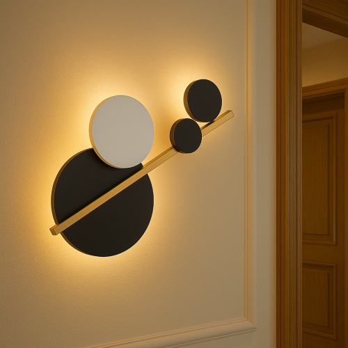 أبليك جداري ليد ذهبي وأسود مودرن 5303 بحجم 29×60 س...