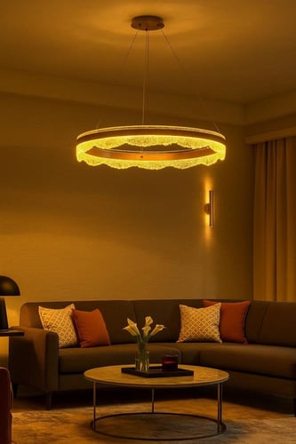 ثريا مودرن حلقات متداخلة فضي مطفي مفرد| إضاءة ذكية...