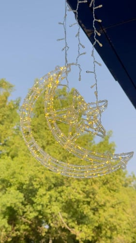 هلال ونجمة بطول 45 سم انارة ثابت ومتحركة انارة اصف...