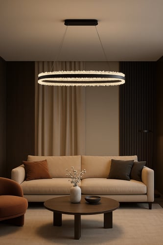 ثريا مودرن مستطيلة اسود| إضاءة ذكية بـ 3 ألوان | ك...