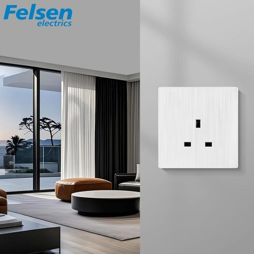 فيش 13 امبير بيانو ابيض بدون مفتاح ولمبة Felsen ضم...