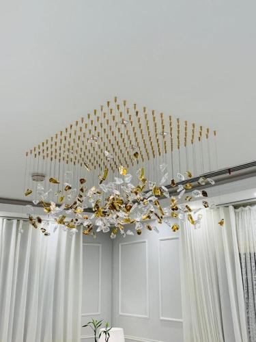 ثريا أحجار كريستال فاخرة مستطيلة | 120×80 سم | شفا...