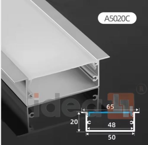 بروفايل مجرى المنيوم 5×2سم بشفة دفن سيلفر بطول 3 م...