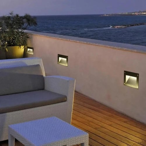 لمبات درج LED مربعة جرم اسود من الألومنيوم IP65 ضم...