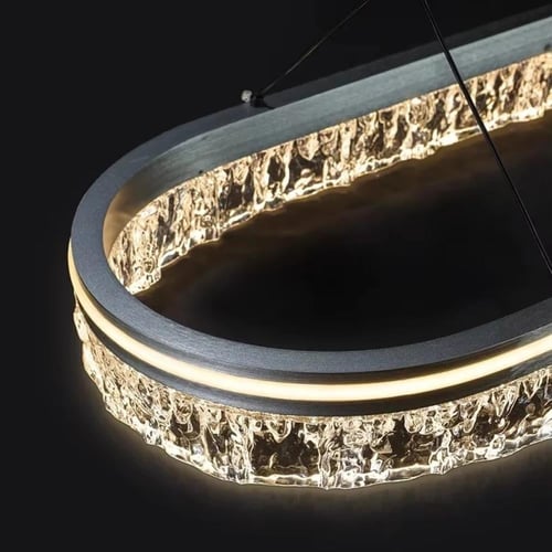 ثريا مودرن مستطيلة اسود مطفي| إضاءة ذكية بـ 3 ألوا...