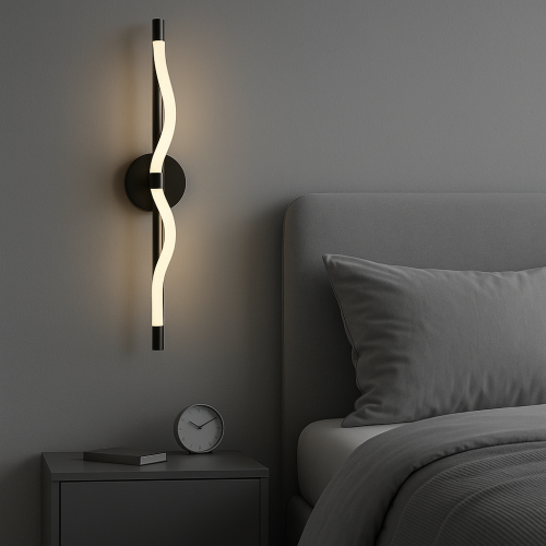 أبليك جداري مودرن اسود LED أنبوبي قماشي بطول 60 سم...