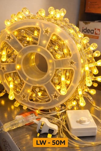 حبل زينة 50 متر دمعه مكرة انارة اصفر 3000k يمكنك د...