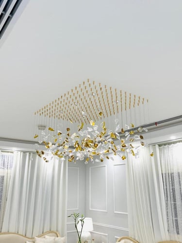 ثريا أحجار كريستال فاخرة مستطيلة | 120×80 سم | شفا...