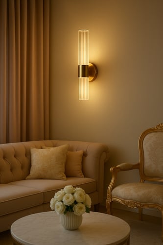 أبليك جداري مودرن أنبوبي ذهبي فاخر بطول 30 سم عرض...