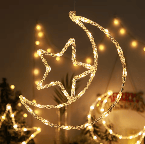 هلال ونجمة بطول 40 سم انارة ثابت ومتحركة انارة اصف...