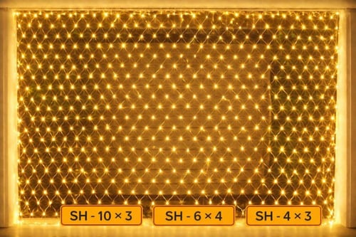 شبك زينة مقاس 3*4 انارة اصفر 3000k لمبة كبير يمكنك...