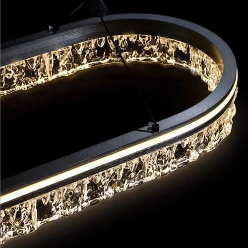 ثريا مودرن مستطيلة اسود مطفي| إضاءة ذكية بـ 3 ألوا...