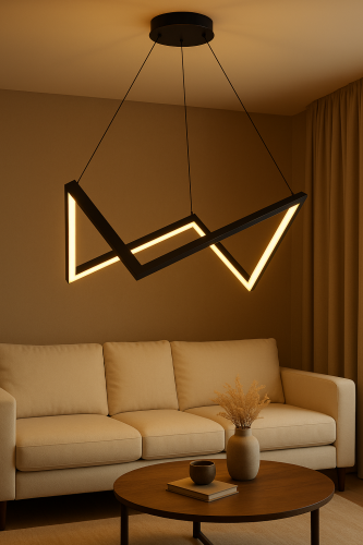 ثريا مودرن معلقة بتصميم هندسي فخم – أسود، 40 وات،...