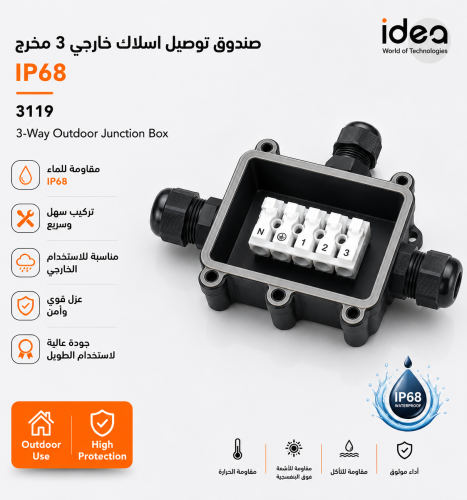 صندوق توصيل اسلاك خارجي 3 خط IP:68