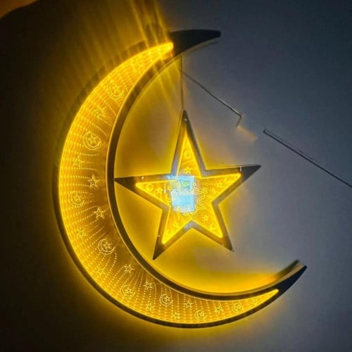 هلال ونجمة بطول 40 سم انارة ثابت ومتحركة انارة اصف...
