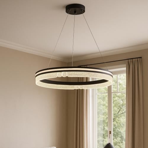 ثريا دائرية مفردة ذكيةكرستال| 3 ألوان | قطر 60 سم...