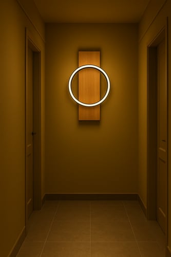 إنارة حائط دائرية خشبية مع ألمنيوم أسود إنارة صفرا...