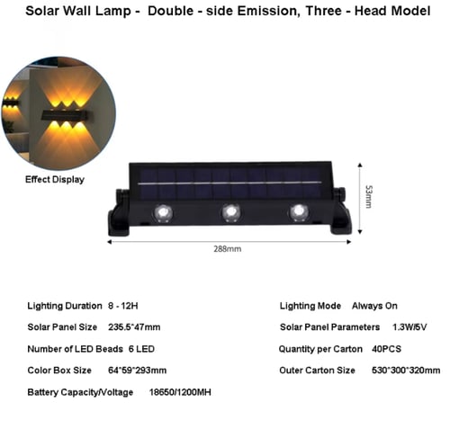 أبليك جداري خارجي يعمل بالطاقة الشمسية | 6 عدسات ل...