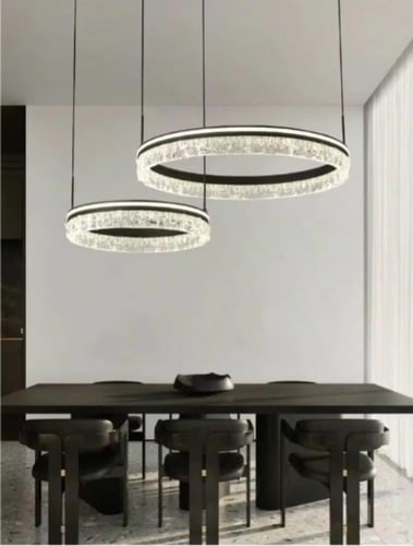 ثريا مودرن دوائر متداخلة اسود ثلاثية | إضاءة ذكية...