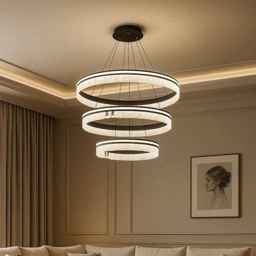 ثريا دائرية ثلاثية ذكيةكرستال| 3 ألوان وتعتيم | تح...