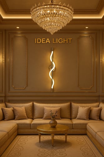 أبليك جداري مودرن ذهبي LED أنبوبي قماشي إضاءة اصفر...