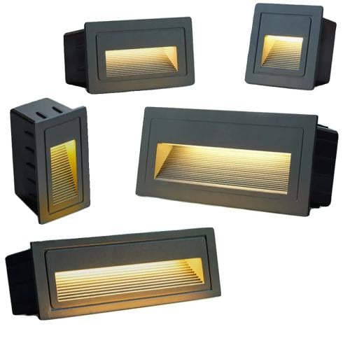 لمبات درج LED مربعة جرم اسود من الألومنيوم IP65 ضم...